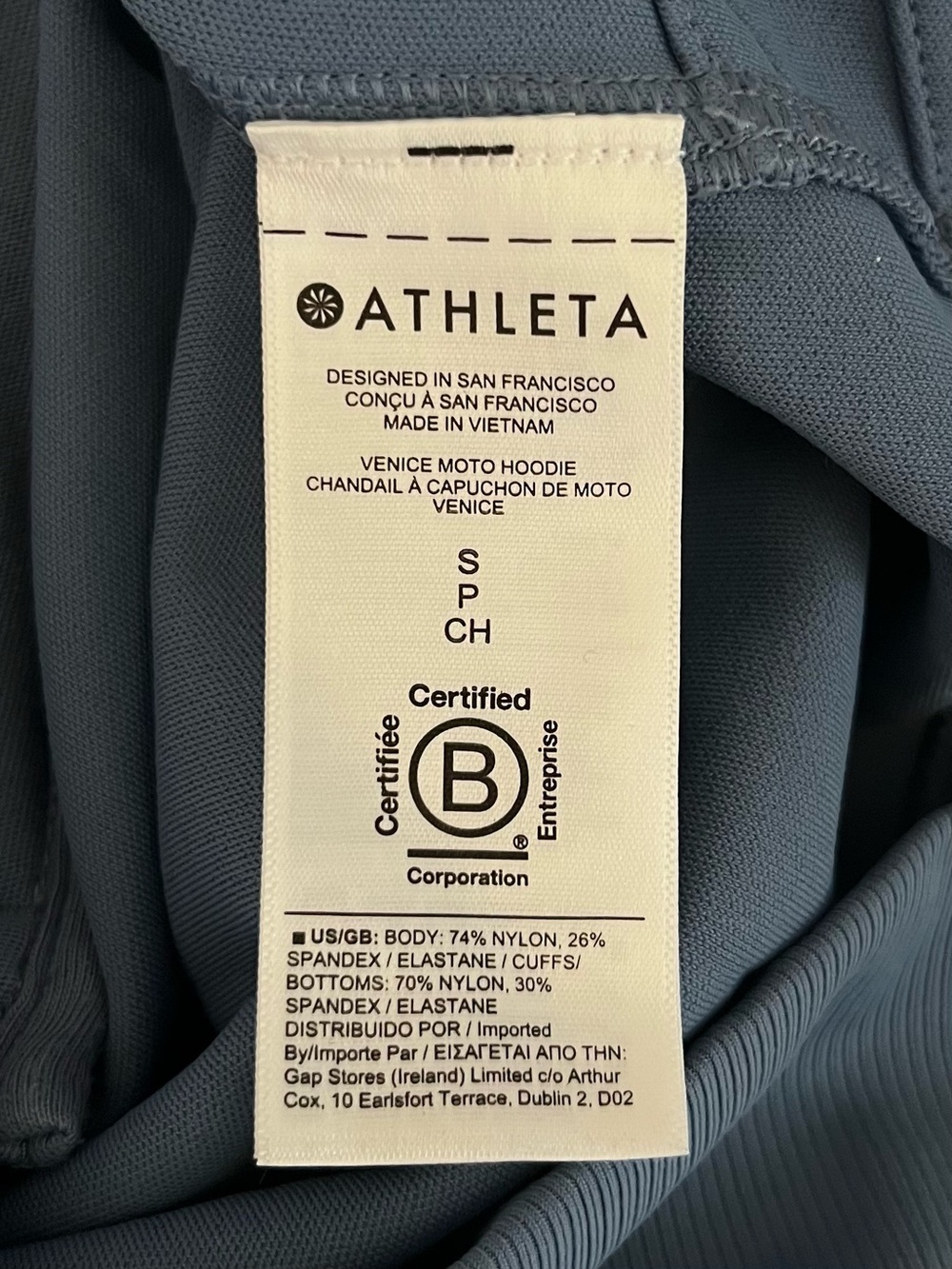 Athleta Venice Moto Hoodie Cottage Blue Small S Half Zip Pullover - Picture 10 of 12